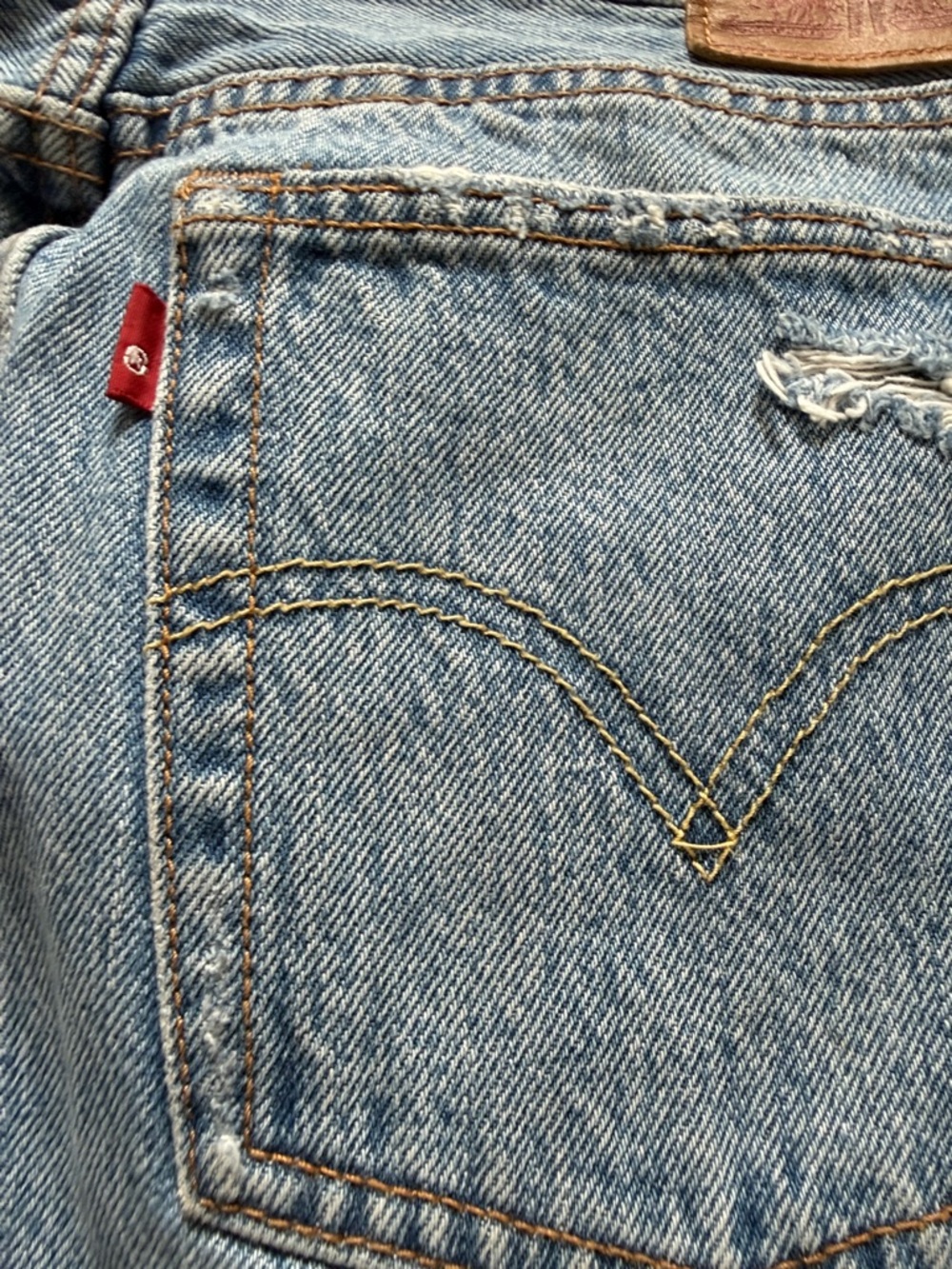 Button-Front Distressed Denim Mini Skirt - Blue - Picture 4 of 5